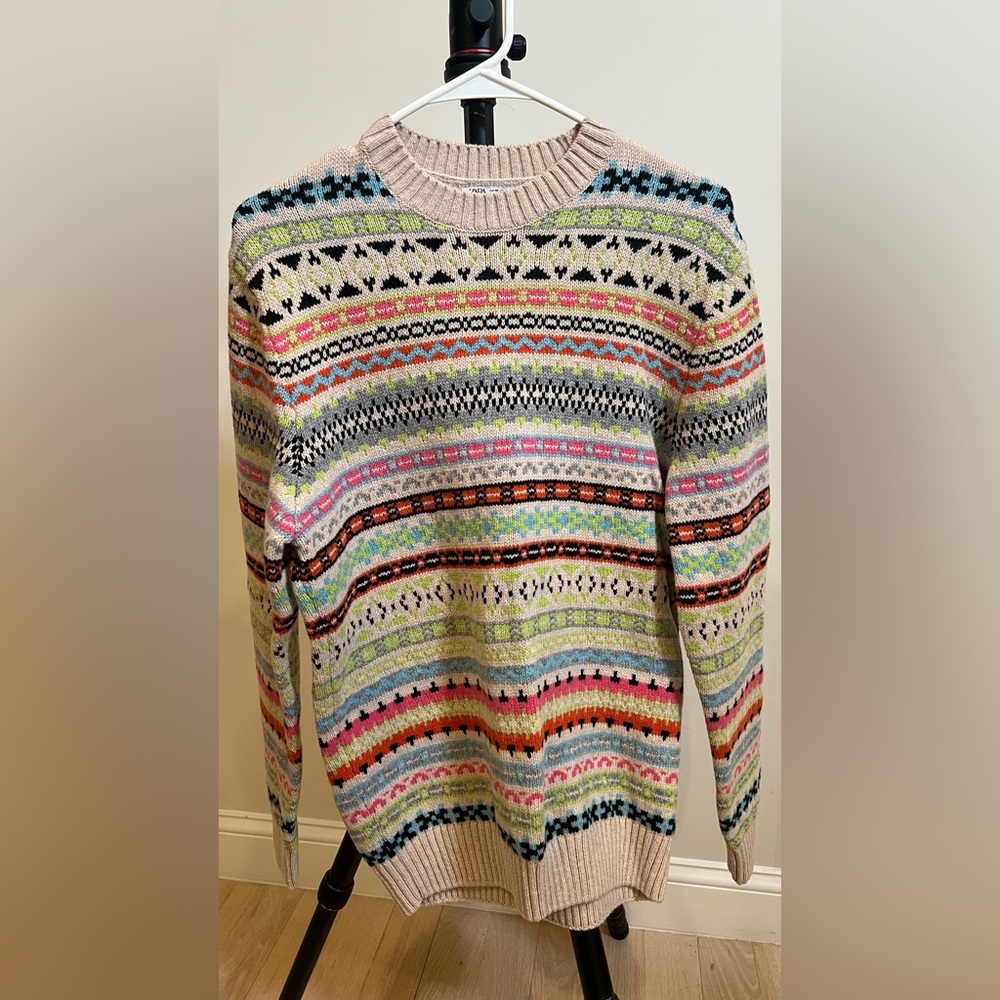 Zara Man Multicolor Fair Isle Knit Sweater